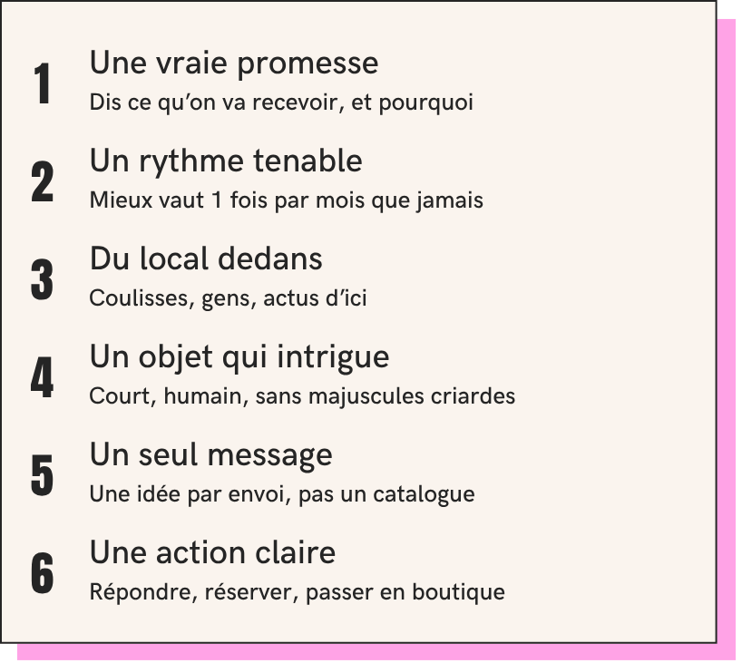 Une newsletter locale qui donne envie : les 6 ingrédients