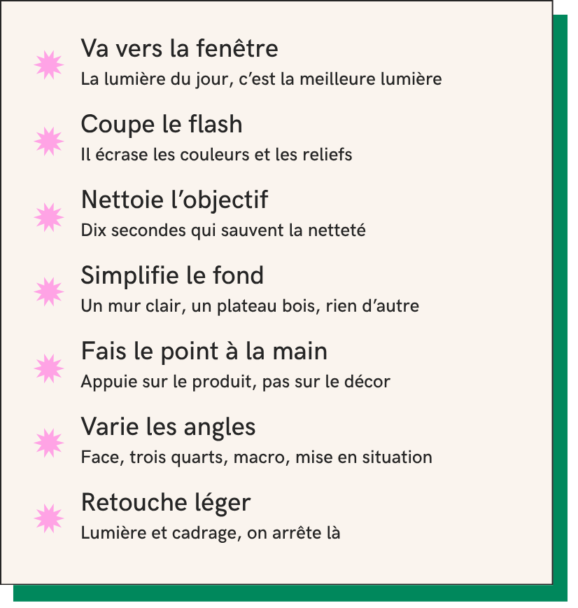 Réussir tes photos de produit