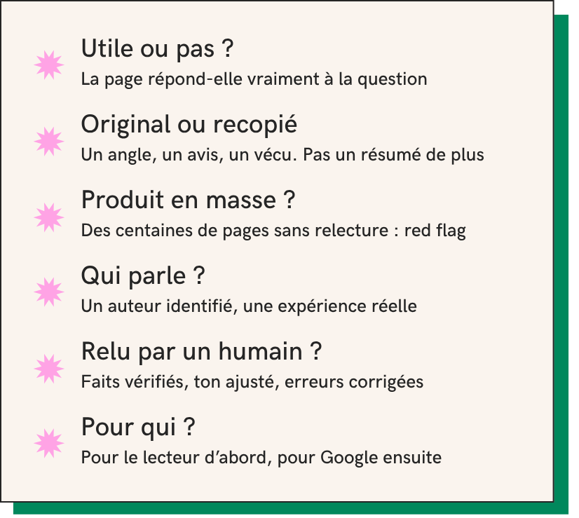 Contenu IA : ce que Google regarde