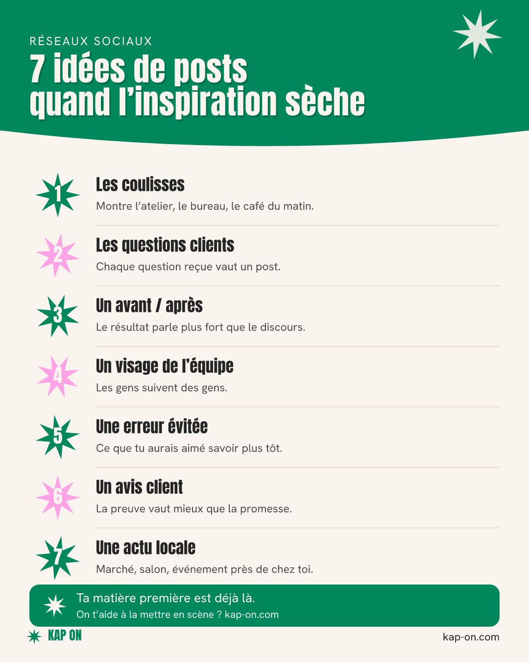 7 idées de publications quand l'inspiration sèche